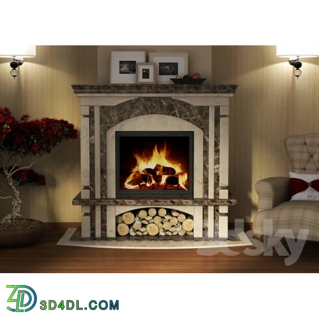 Fireplace - Fireplace in the Art Nouveau style