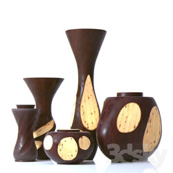 Vase - A set of vases made of wood 