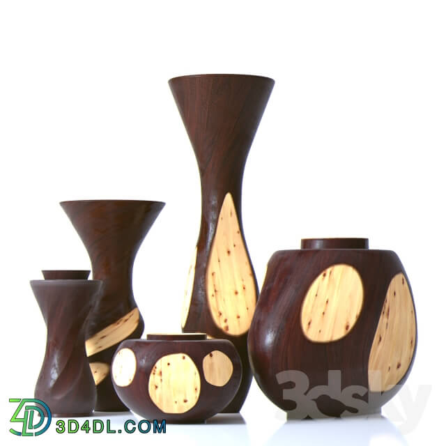 Vase - A set of vases made of wood