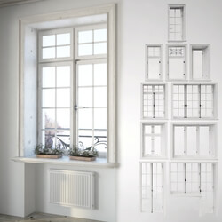 Windows - Set classical windows with decor 