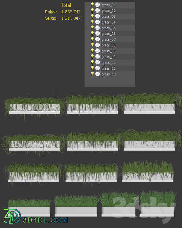 Plant - Grass for shelves. 13 models of v2