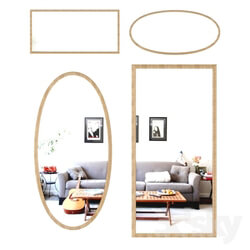 Mirror - A set of mirrors in a classic frame made of wood. 
