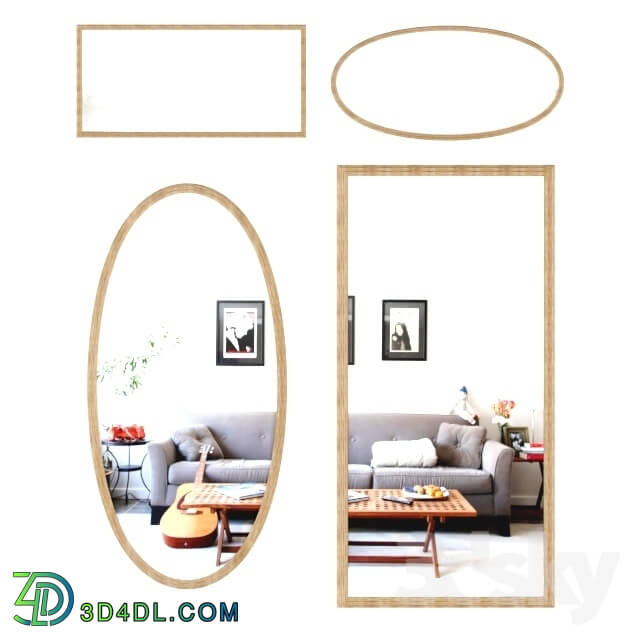 Mirror - A set of mirrors in a classic frame made of wood.