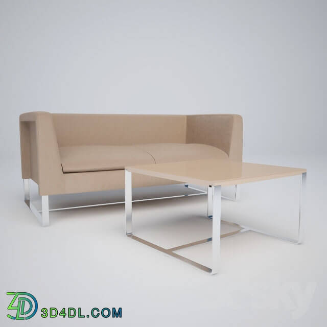 Office furniture - Leather sofa and table