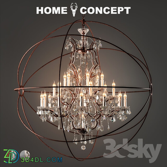 Ceiling light - OM Crystal chandelier with gyroscope large_ Gyro Crystal Chandelier Large