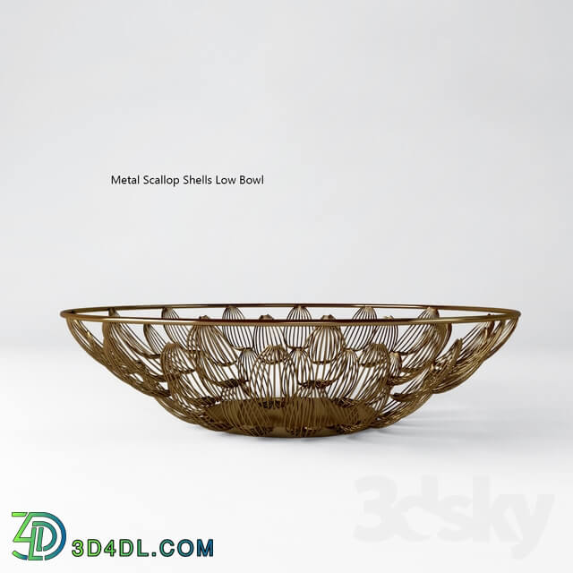 Vase - Metal Scallop Shells Low Bowl and Tall Bowl