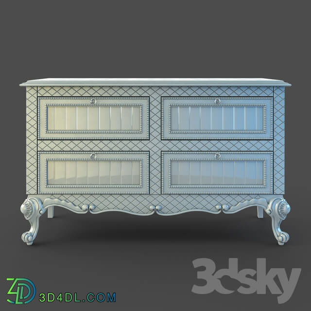 Sideboard _ Chest of drawer - OM Chest Fratelli Barri FLORENCE in silver leaf finish_ FB.CHD.FL.129