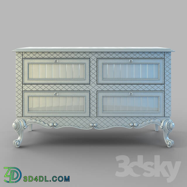 Sideboard _ Chest of drawer - OM Chest Fratelli Barri FLORENCE in silver leaf finish_ FB.CHD.FL.129