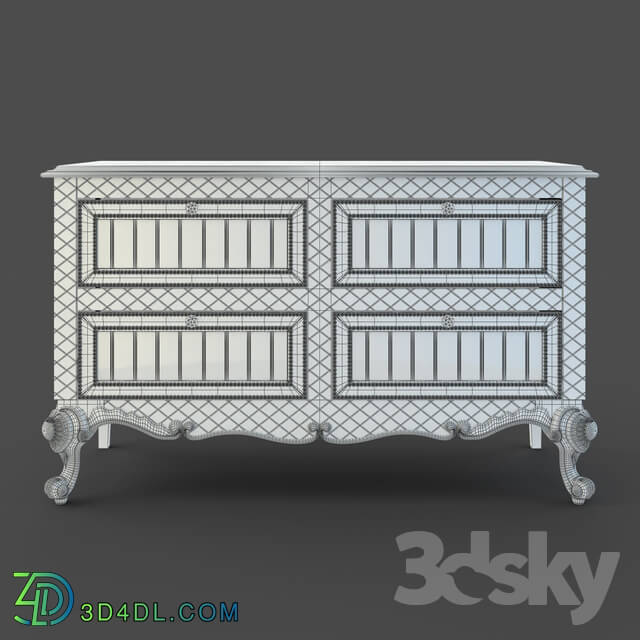 Sideboard _ Chest of drawer - OM Chest Fratelli Barri FLORENCE in silver leaf finish_ FB.CHD.FL.129