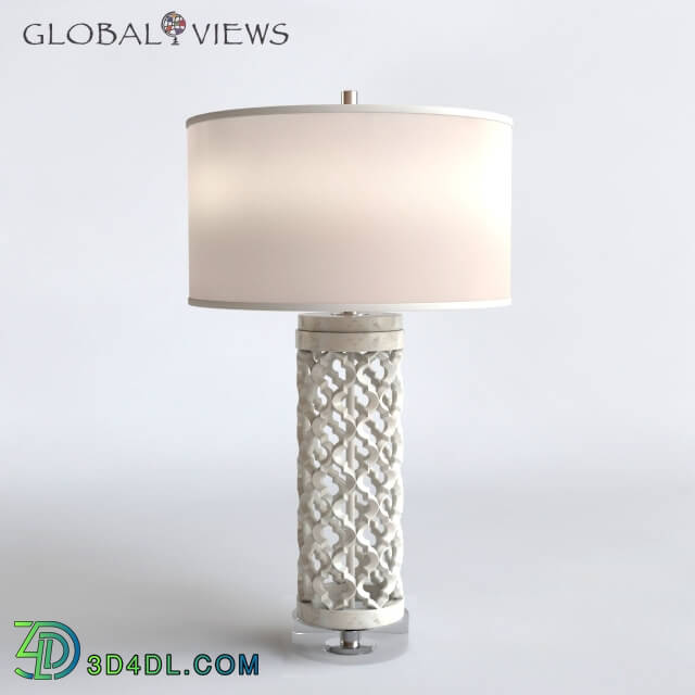 Table lamp - Global Views Lighting Arabesque Round Marble Table Lamp