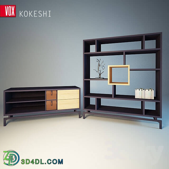 Wardrobe _ Display cabinets - Kokeshi library cupboard and drawer TV VOX Kokeshi with drawers