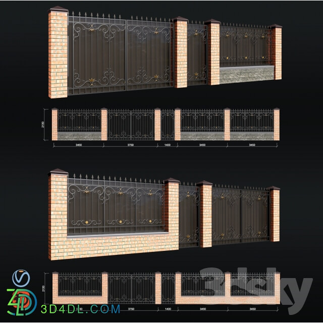 Other architectural elements - Fence with gates and wicket