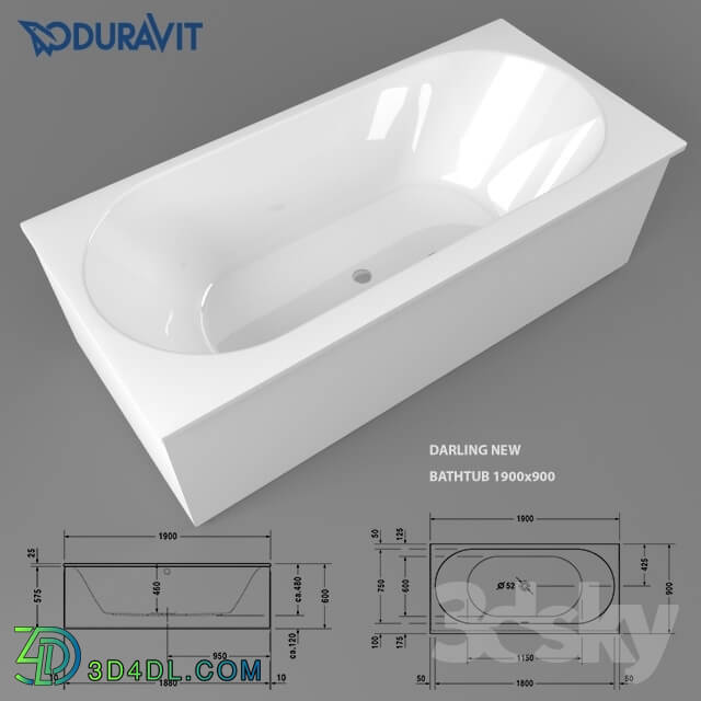 Bathtub - Duravit Darling New Bathtub 1900x900