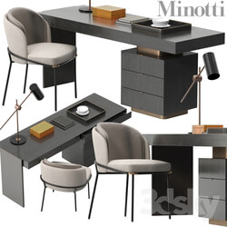 Table _ Chair - Minotti Carson desk set 