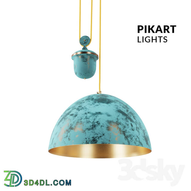 Ceiling light - Suspension brass hemisphere with counterweight ART. 5415 by Pikartlights