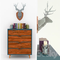 Sideboard _ Chest of drawer - Chest MidCentury Dresser Blue 