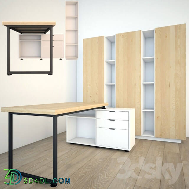 Office furniture - Desk and cabinet with open shelves