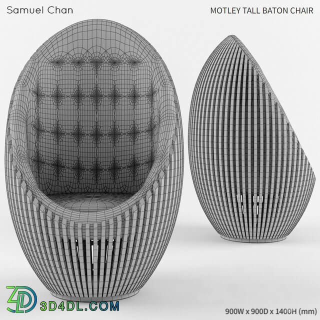 Arm chair - Motley Tall Baton Chair by Samuel Chan