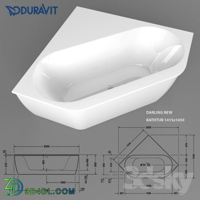 Bathtub - Duravit Darling New Bathtub 1415x1415