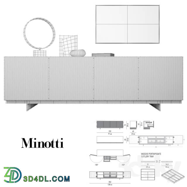 Sideboard Chest of drawer Minotti Aylon Sideboard with Accessories