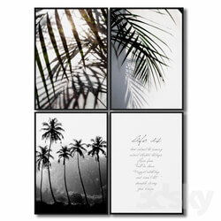 Frame - A set of posters with leaves and palm trees. 