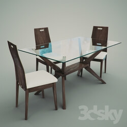 Table _ Chair - Magna 5-Piece Dining Set with Haline Chairs 