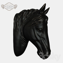 Sculpture - Large Black Horse Head Wall Sculpture 