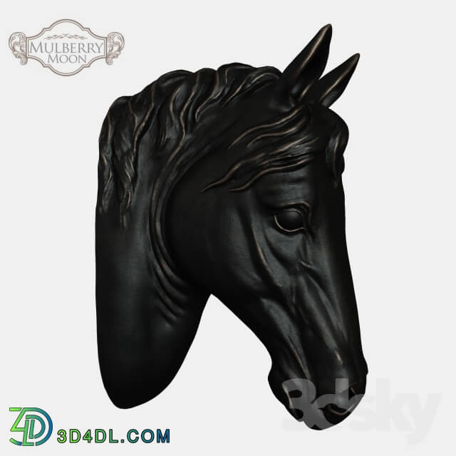 Sculpture - Large Black Horse Head Wall Sculpture