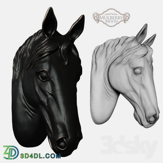 Sculpture - Large Black Horse Head Wall Sculpture