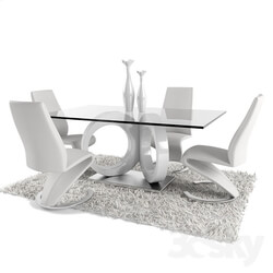 Table _ Chair - Dining Room Set in White 