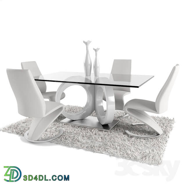 Table _ Chair - Dining Room Set in White