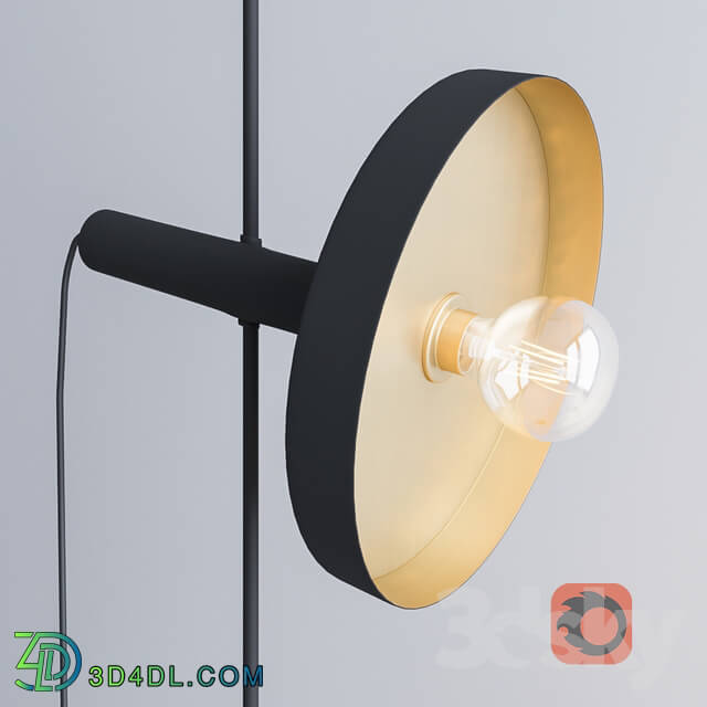 Floor lamp - WHIZZ Satin gold and black portable lamp