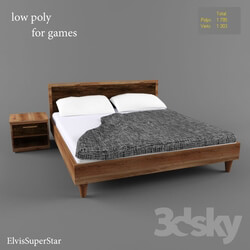 Bed - bed low poly for games 