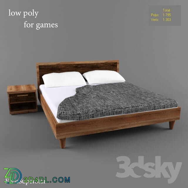 Bed - bed low poly for games