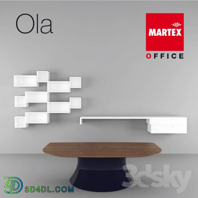 Office furniture - Table and the system hanging shelves and cabinets Ola