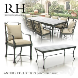 Table _ Chair - Restoration Hardware - Antibes Collection _Weathered Zinc_ 