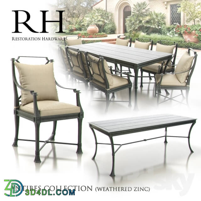 Table _ Chair - Restoration Hardware - Antibes Collection _Weathered Zinc_