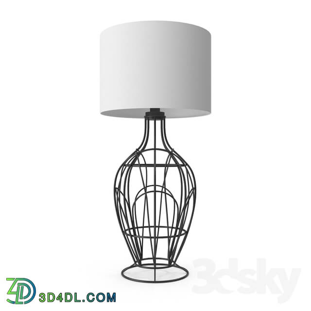 Table lamp - 94608 Table lamp FAGONA 1х60W _E27__ Ø355_ steel_ black _ textile_ beige