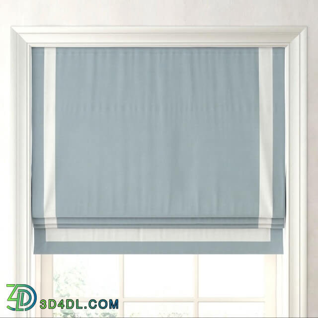 Curtain - RH _ APPLIQUED FRAME COTTON CANVAS ROMAN SHADE