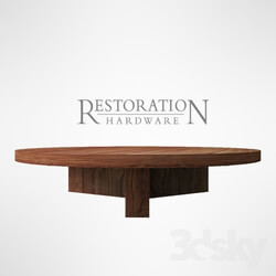 Table - RECLAIMED RUSSIAN OAK PLANK ROUND COFFEE TABLE 