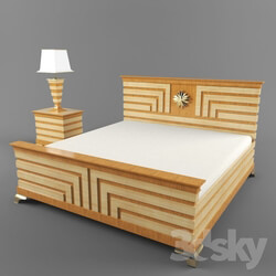 Bed - bed table and floor lamp 