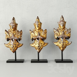 Other decorative objects - 19th-C. Thai Gilded Angels 