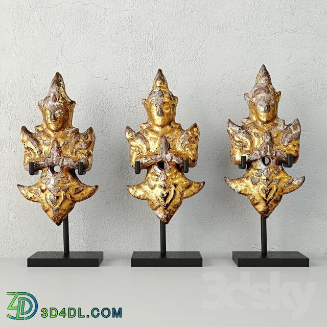 Other decorative objects - 19th-C. Thai Gilded Angels