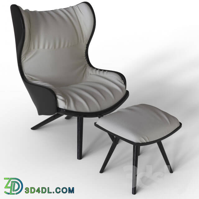 Arm chair - Leather armchair with ottoman