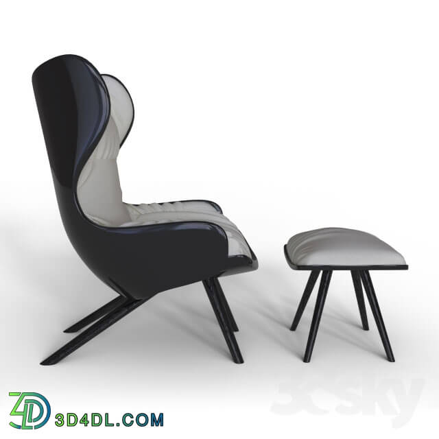 Arm chair - Leather armchair with ottoman