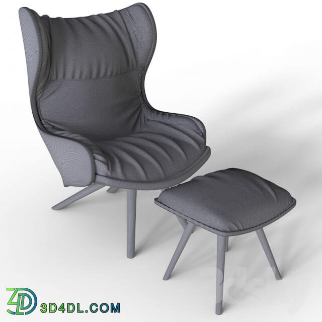 Arm chair - Leather armchair with ottoman