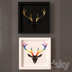 Frame - Paperpan _Rainbow Deer Artwork and Golden Antlers Artwork 