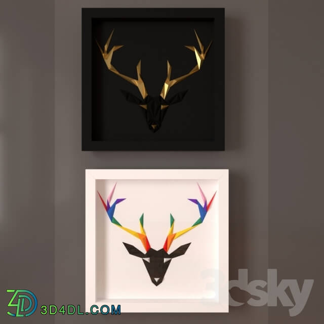 Frame - Paperpan _Rainbow Deer Artwork and Golden Antlers Artwork