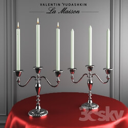Other decorative objects - Silvered candlestick for three candles 