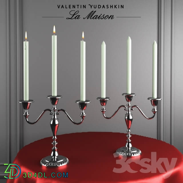 Other decorative objects - Silvered candlestick for three candles